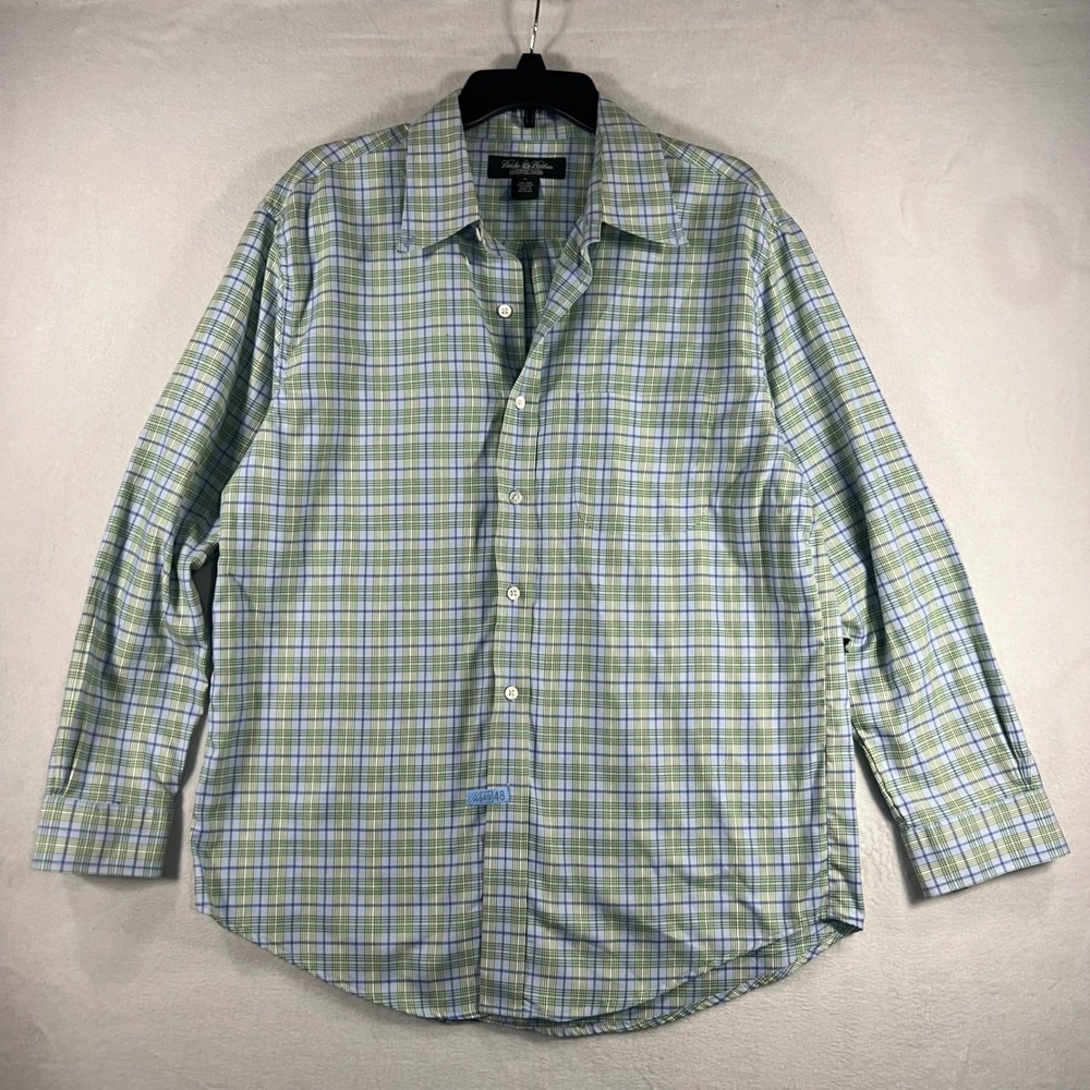 Brooks Brothers Country Club Mens XL Non Iron Supima Cotton Plaid Button Down